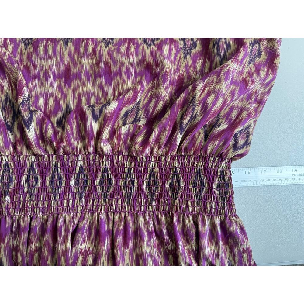 Lauren Ralph Lauren Ikat Blouson Smocked Tiered Midi Dress Size XL Sleeveless - Picture 9 of 12